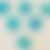 Lot 6 boutons : rond motif tete bonhomme bleu clair 15mm 