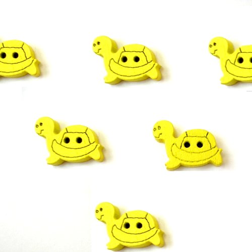 Lot 6 boutons bois : tortue jaune18*12mm (01)