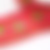 Ruban pour fleuriste :  rouge motif feuille largeur 40mm 