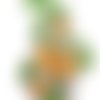 Applique tissu thermocollant : fleur orange/vert 95*60mm 