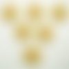 Lot 6 boutons : rond motif coeur jaune/blanc 13mm 