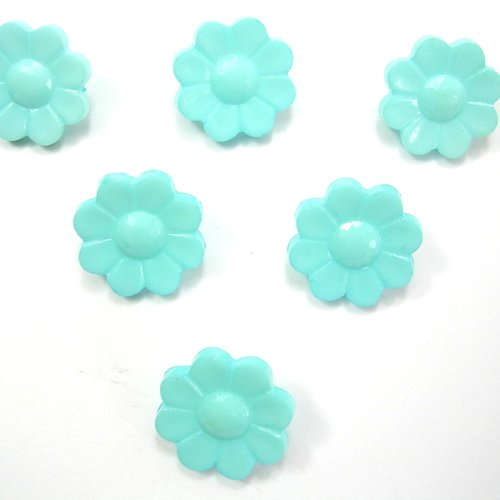 Lot 6 boutons acryliques : fleur bleu clair 15mm (02)