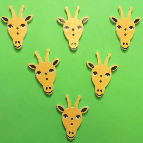 Lot 6 boutons bois : theme animaux girafe 30*21mm (02)