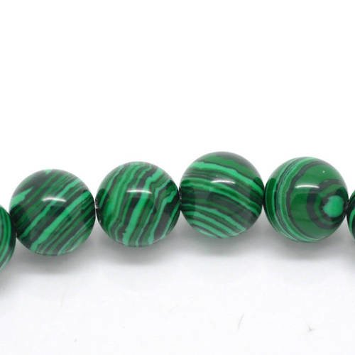 Malachite pierres synthetiques : 15 rondes 10mm 