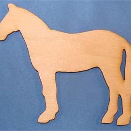 Applique en bois baltique  : cheval 10*9 cm 