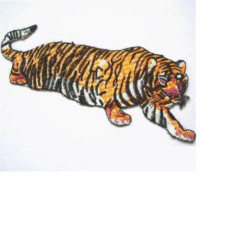 Applique tissu thermocollant : tigre marron/blanc 17*7cm (04)