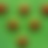 Lot 6 boutons bois : rond thème fruit motif litchi 15mm