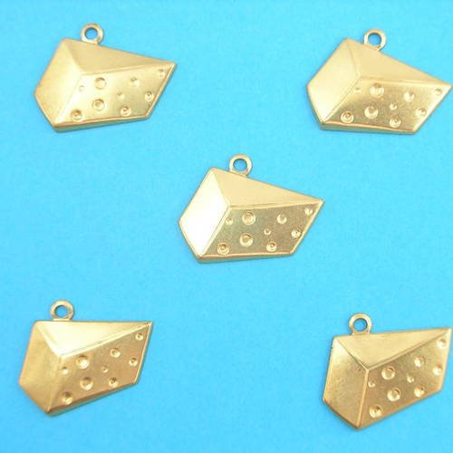 Lot  5 charms metals dores : gruyere 20 mm 