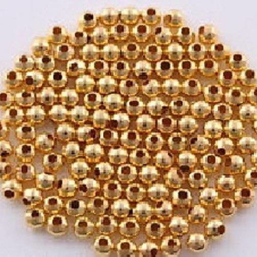 Lot 50 perles metal :  rondes lisses dorées 4mm