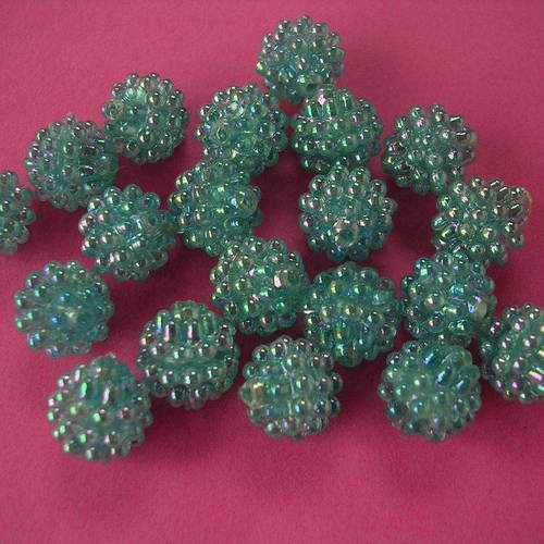 20 perles boules micro perles turquoises 10 mm 