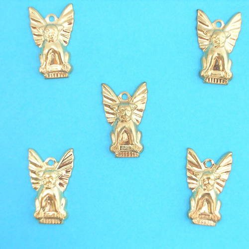 Lot 5 charms/breloques plaqué doré : guardian dog 19*12 mm