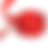 Ruban satin : rouge motif flocon largeur 10mm longueur 100cm