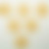 Lot 6 boutons : rond vichy jaune/blanc 13mm 