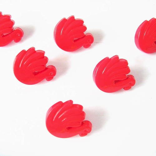 Lot 6 boutons acryliques : cygne rouge 13*11mm