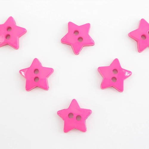 Lot 6 boutons acryliques : étoile rose fonçé  12mm