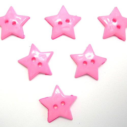 Lot 6 boutons acryliques : étoile rose clair 12mm