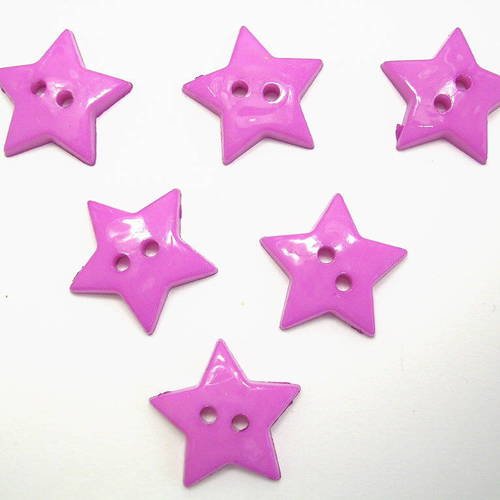 Lot 6 boutons acryliques : étoile mauve 12mm