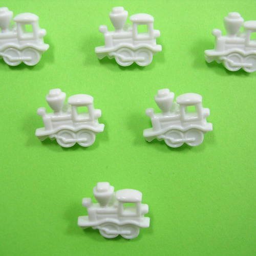 Lot 6 boutons : locomotive blanche 16mm 