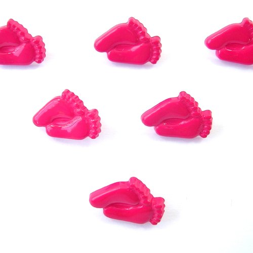 Lot 6 boutons acryliques : pied rouge 16*12mm