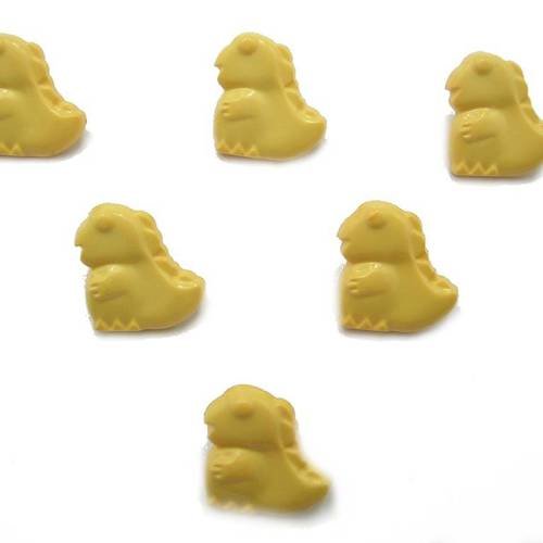 Lot 6 boutons acryliques : dinosaure jaune 17*15mm