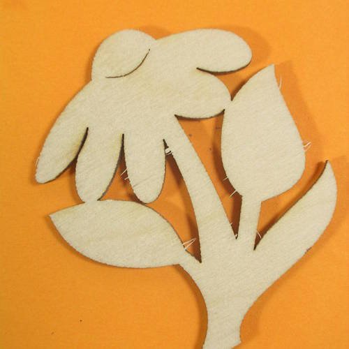 Applique en bois baltique contreplaque colle : fleur 8*6cm 