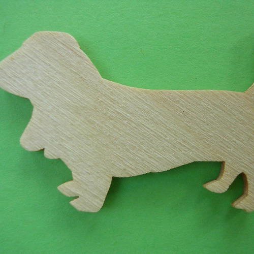 Applique en bois baltique contreplaque colle : chien 5*3cm (n°7) 