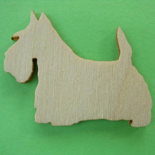 Applique en bois baltique contreplaque colle : chien scottie 4*3cm (n°8) 