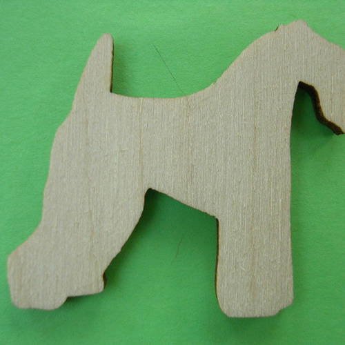 Applique en bois baltique contreplaque colle : chien 4*3cm (n°6) 