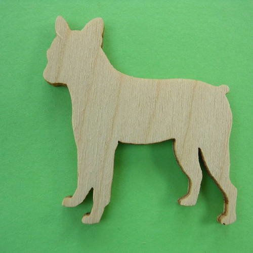 Applique en bois baltique contreplaque colle : chien 4*4cm (n°1) 