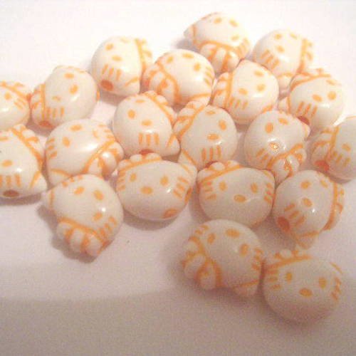 Lot 20 perles acryliques : chat orange 9mm (01)
