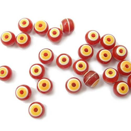 Lot 25 perles acryliques : rondes marron/jaune 5mm