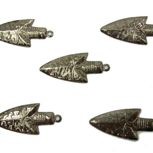 Lot  5 charms metals  noirs  : pelle 25mm