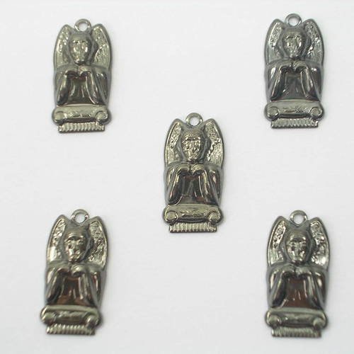 Lot  5 charms metals noirs  : diable 20mm