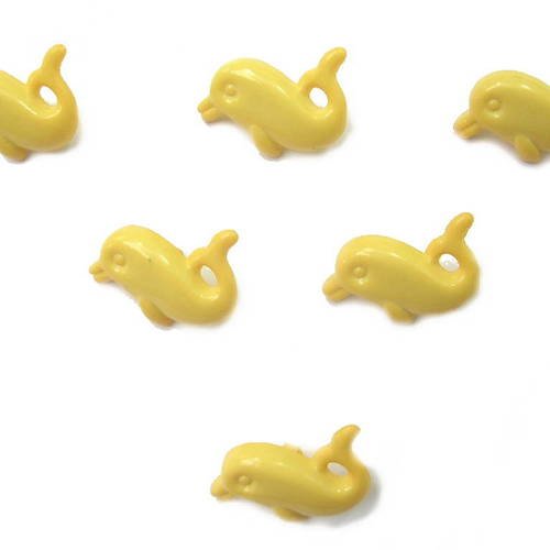 Lot 6 boutons acryliques : dauphin jaune  16*14mm