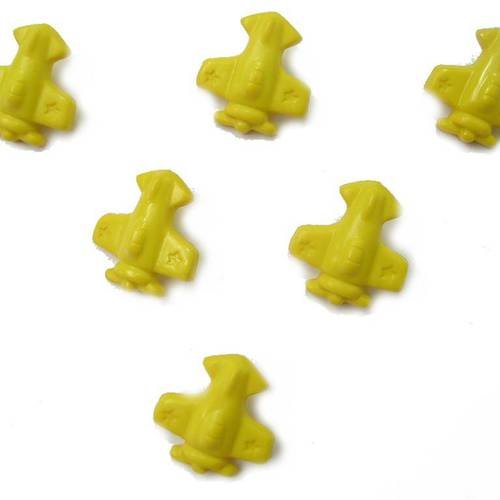 Lot 6 boutons acryliques : avion jaune 17*16mm