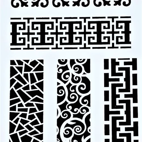 Pochoir plastique 20*15cm : bordure fantaisie, antique