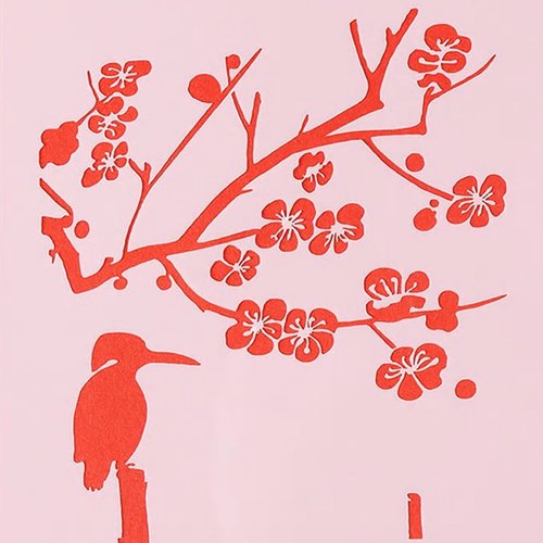 Pochoir plastique 13*13cm : branches et oiseau (02)