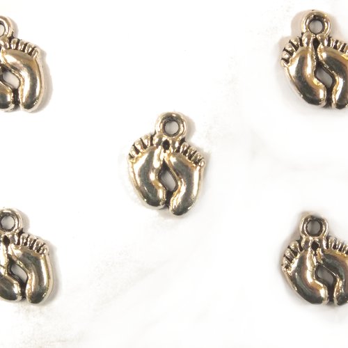 Lot 5 charms/breloques  plaqué argent : pieds 13*10mm (01)