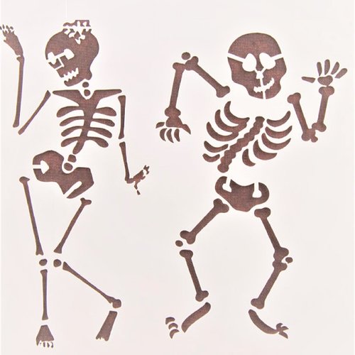 Pochoir plastique 13*13cm : squelette qui danse