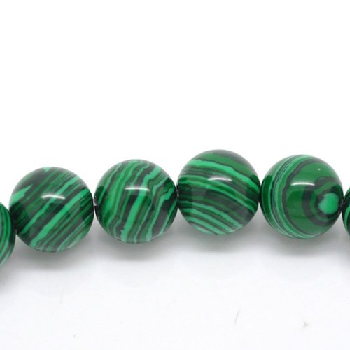 Malachite pierres synthetiques : 30 rondes 6mm