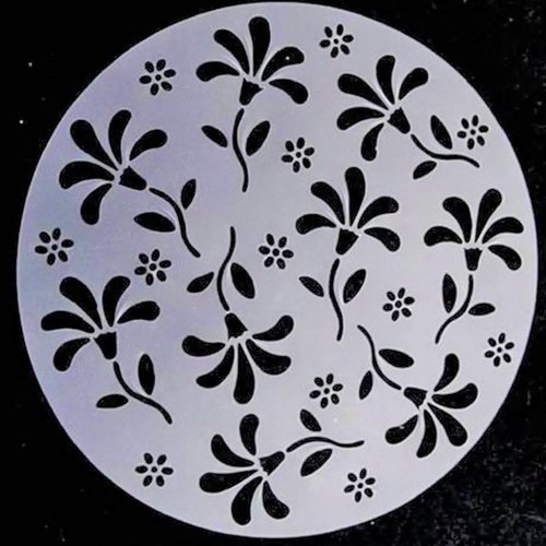 Pochoir plastique rond 20cm : fleur (01)