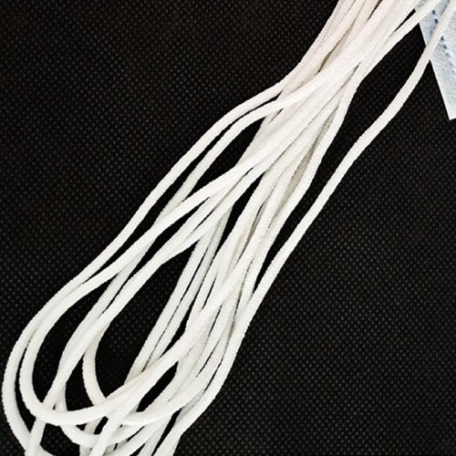 Elastique 5 metres : polyester blanc rond 3mm