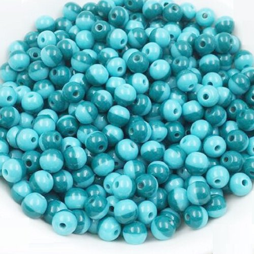 Lot 35 perles acryliques : rondes vertes 2 tons 6mm
