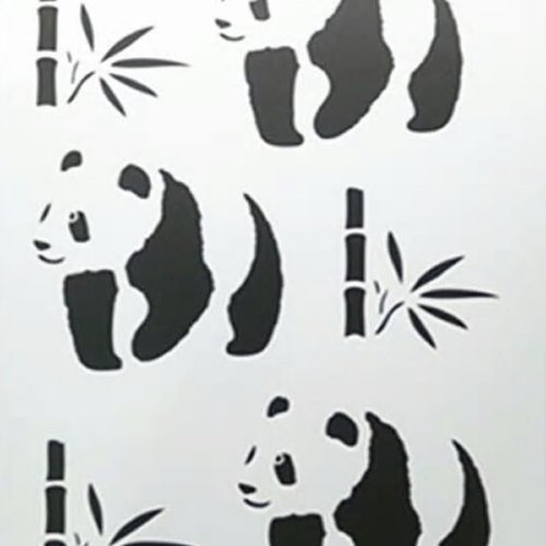 Pochoir plastique 30*21cm : panda et bambou
