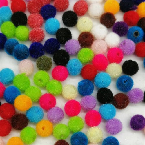 Lot 50 perles acryliques : rondes velours couleurs 6mm