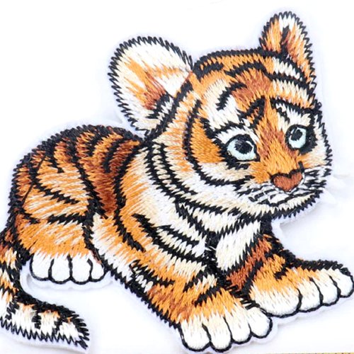 Applique tissu thermocollant : petit tigre 6*5cm (01)