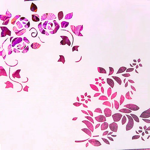 Pochoir plastique 13*13cm : rose et fleur (03)