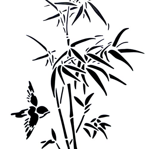Pochoir plastique 30*21cm : fleur des étangs et oiseau (01)