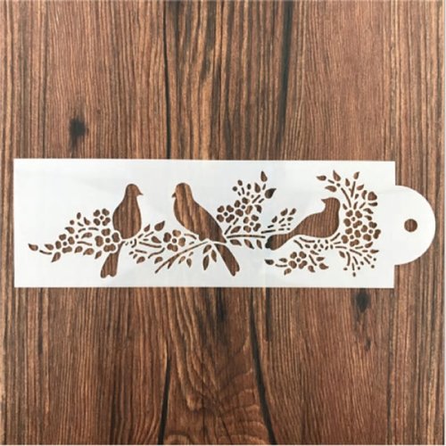 Pochoir plastique 29*10cm : oiseaux sur branches (02)