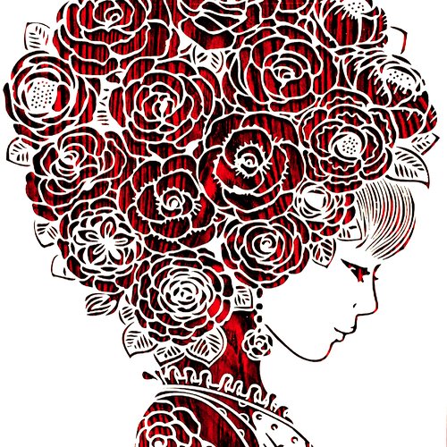 Pochoir plastique 30*21cm : femme coiffée de belles roses